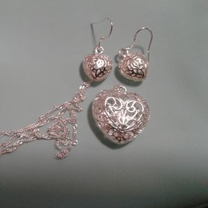 Necklace and heart earrings set